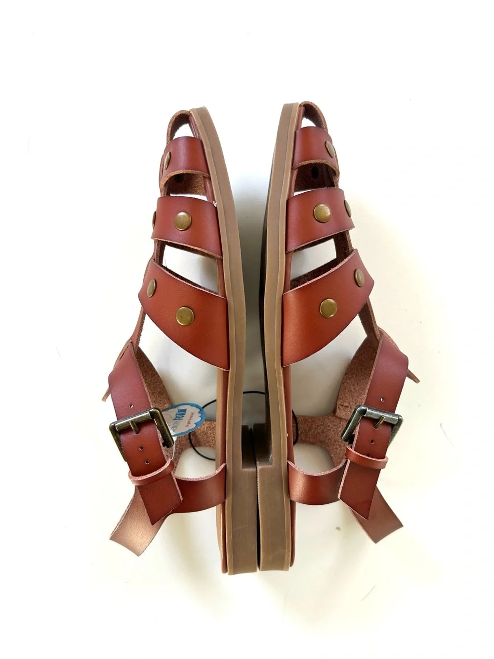 Seychelles Debby Cognac Brown Studded Gladiator Sandals